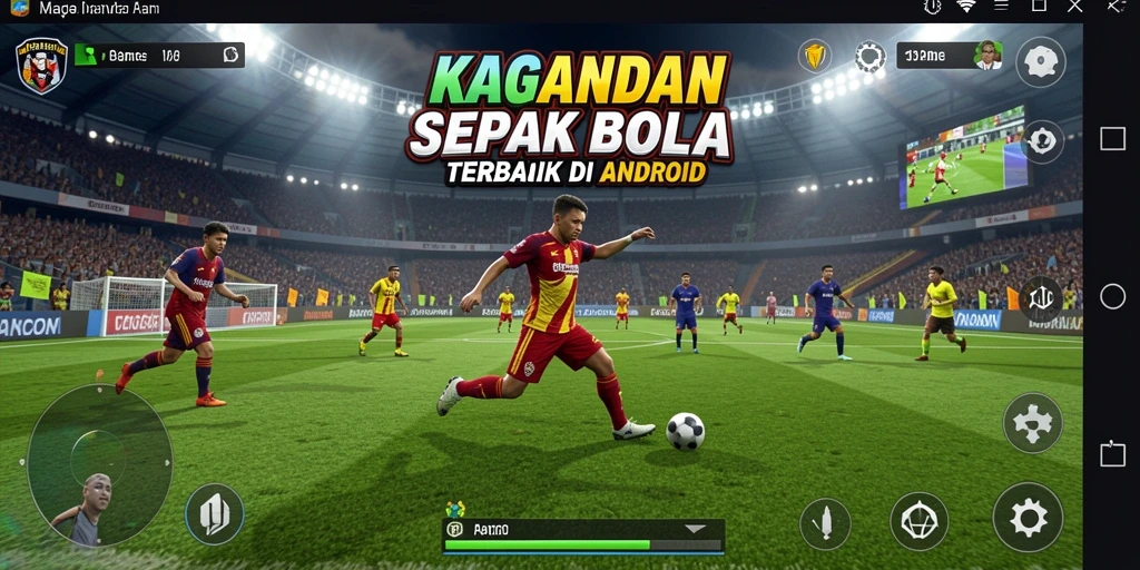 Tangkapan layar gameplay KAGANDAN menampilkan pertandingan sepak bola yang intens.