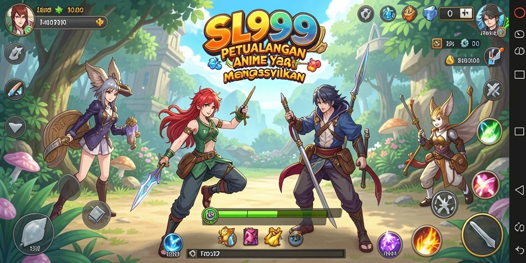 Gameplay SL999 menampilkan pertarungan karakter Anime yang mendebarkan.