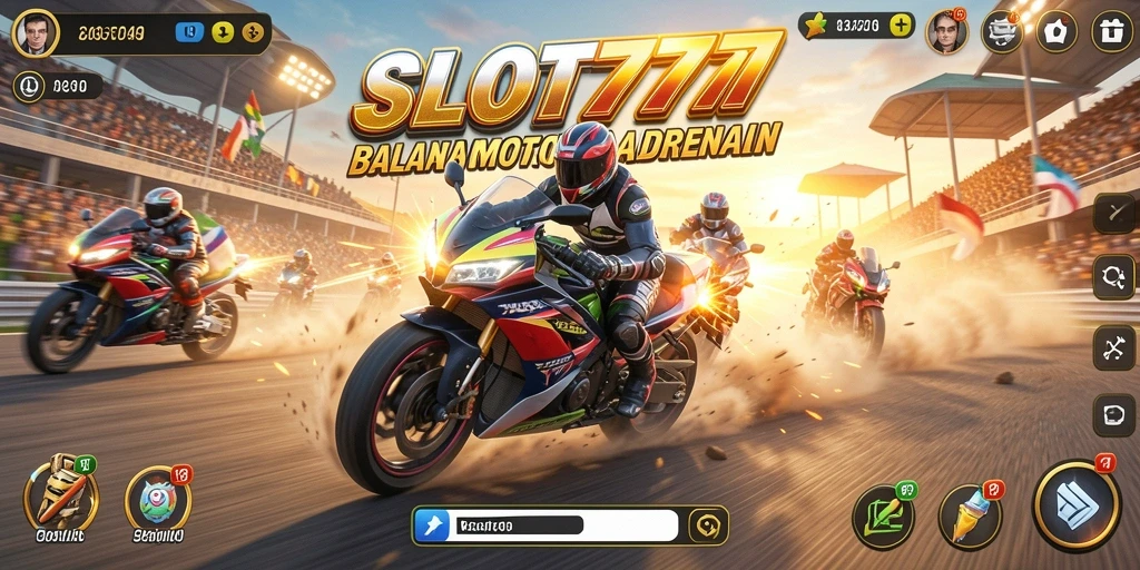 Gameplay SLOT777 menampilkan balapan motor yang mendebarkan di berbagai trek.