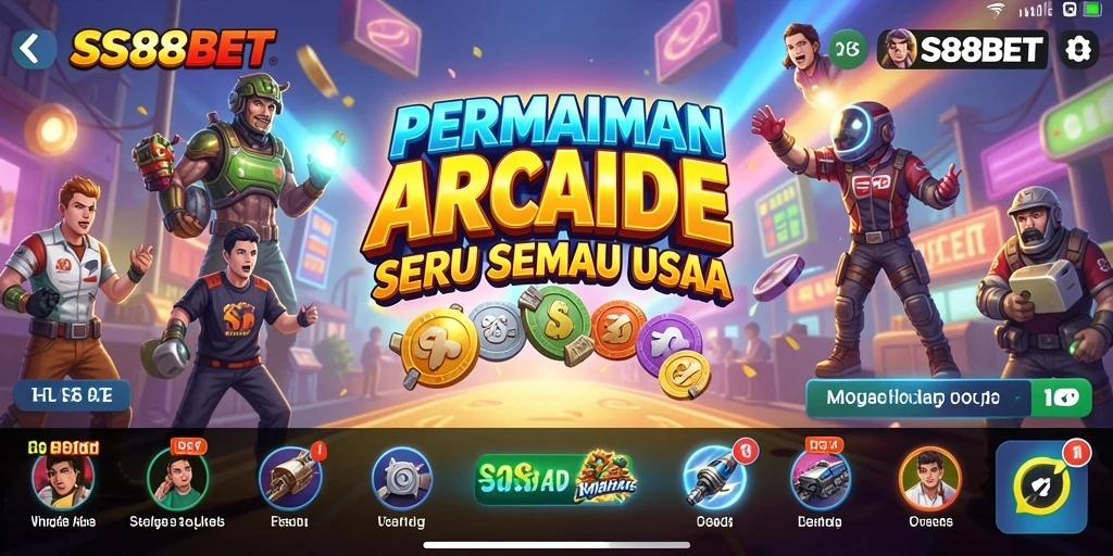 Screenshot utama gameplay SS88BET yang menampilkan aksi seru permainan Arcade.